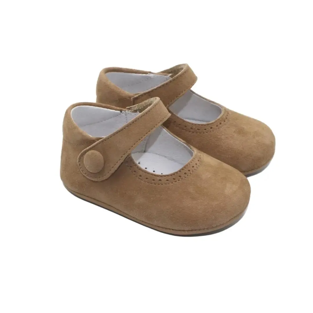 Adriana- Tan Suede Baby Mary Jane Shoes