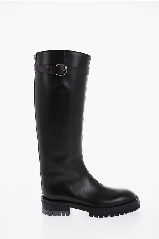 Ann Demeulemeester Leather NES High Boots with Chainstrap