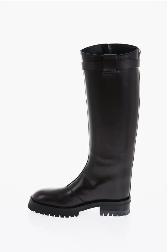 Ann Demeulemeester Leather NES High Boots with Chainstrap