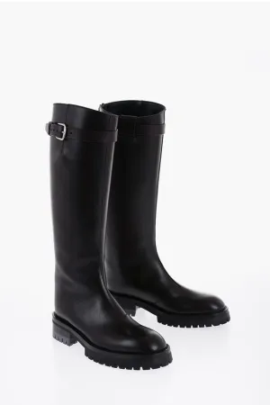 Ann Demeulemeester Leather NES High Boots with Chainstrap