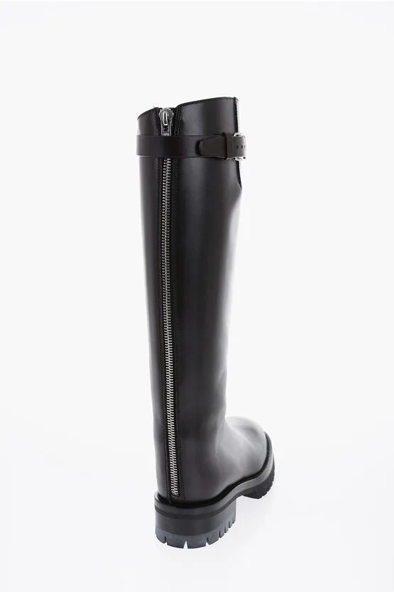 Ann Demeulemeester Leather NES High Boots with Chainstrap