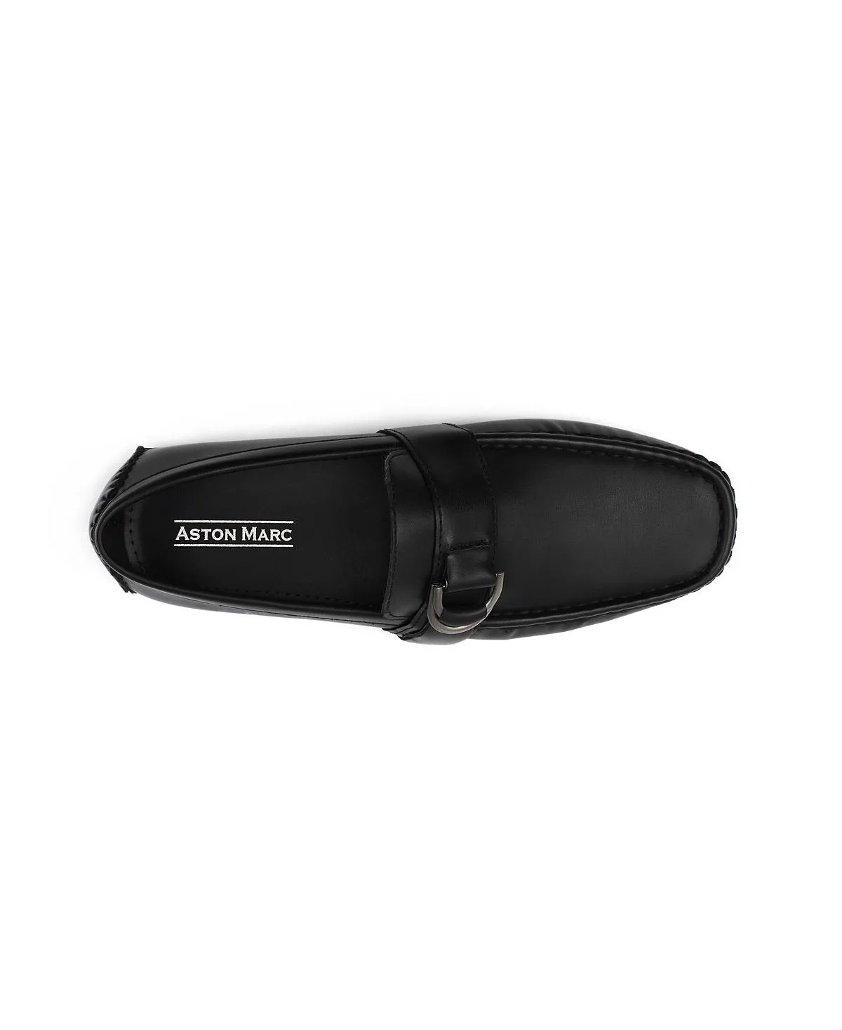 Black Aston Marc mens loafers with side buckle - Optimized title for e-commerce product