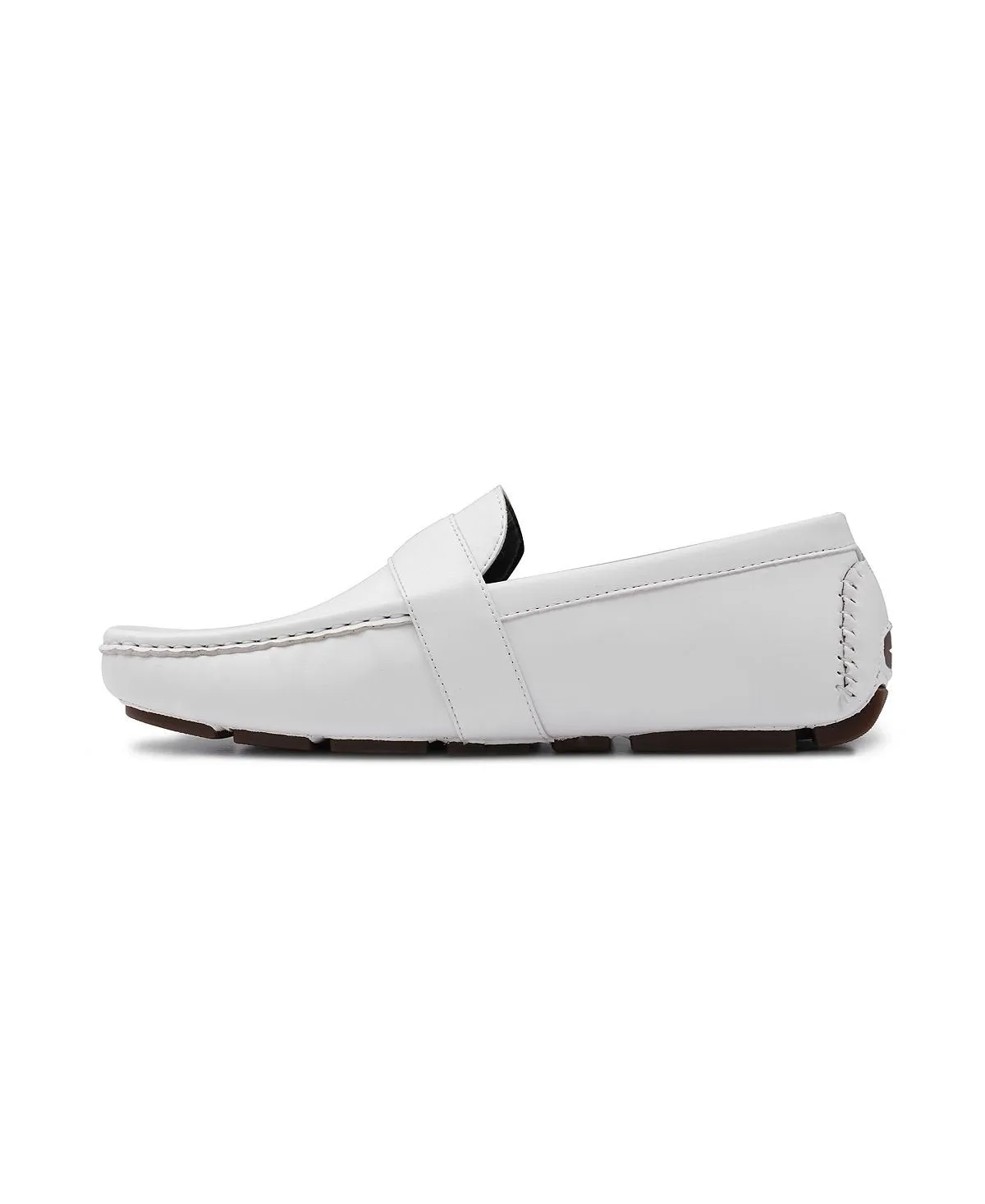 Aston Marc men's side buckle loafers, white