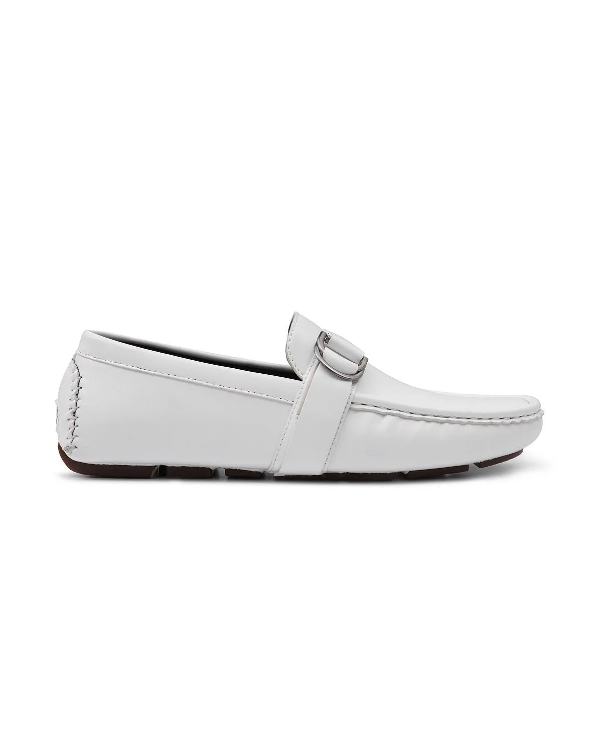 Aston Marc men's side buckle loafers, white