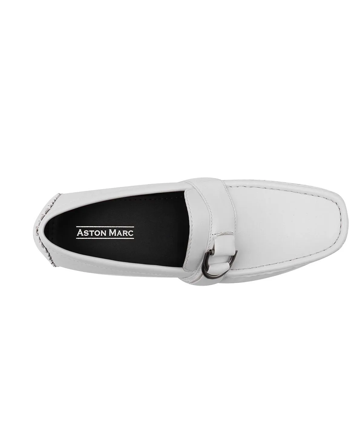 Aston Marc men's side buckle loafers, white