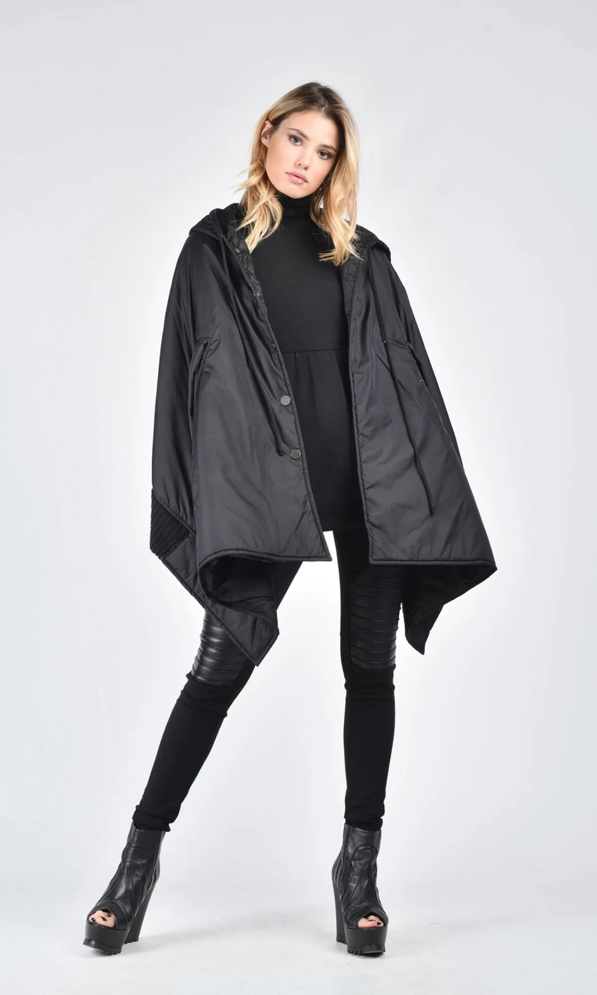 Asymmetric Quilted Poncho