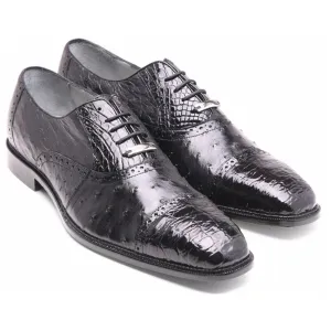 Belvedere Onesto Black Crocodile & Ostrich Men's Oxford