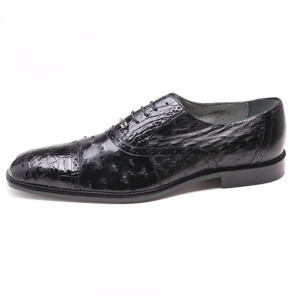 Belvedere Onesto Black Crocodile & Ostrich Men's Oxford