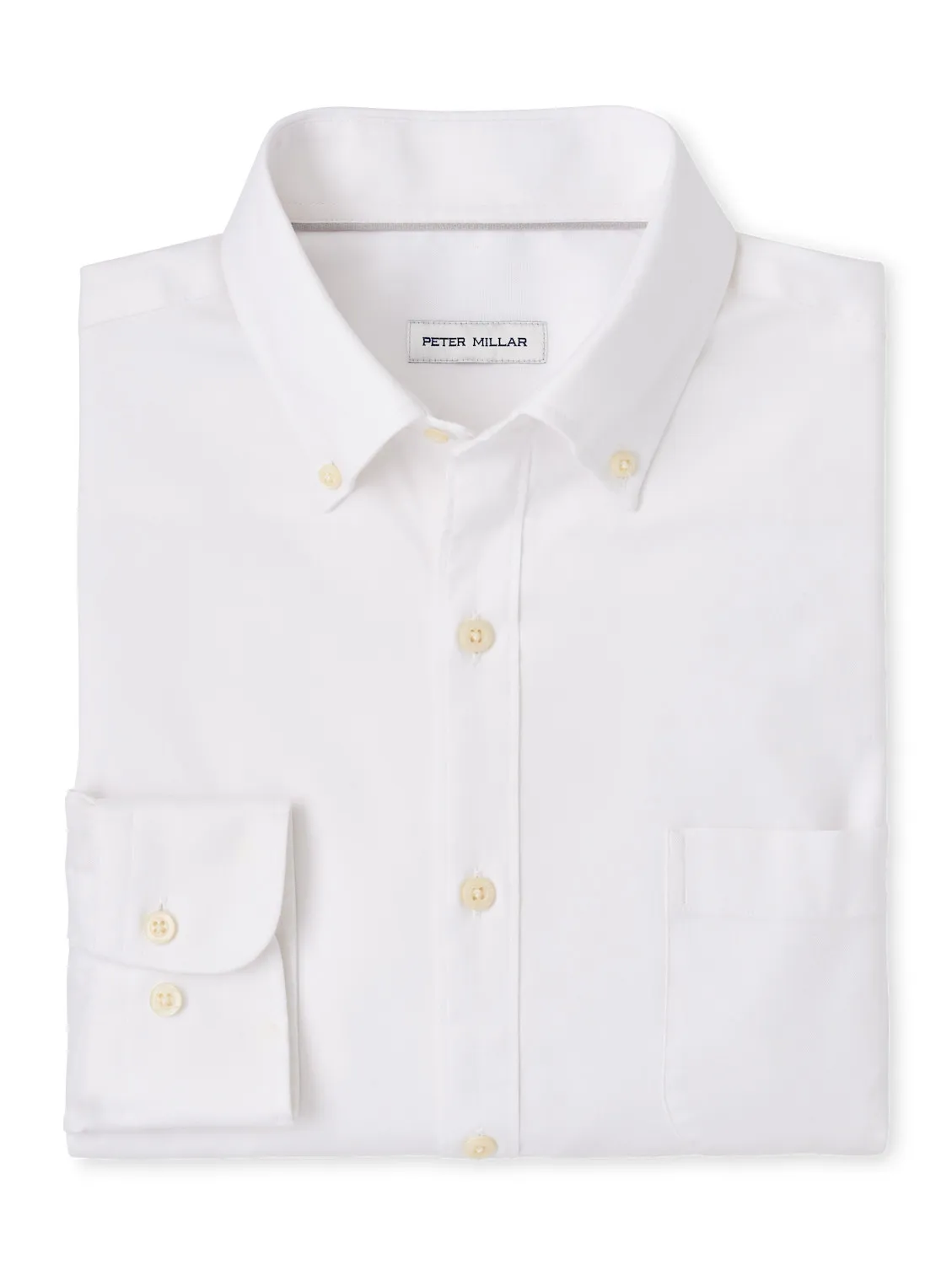 CAMPBELL CROWN PINPOINT COTTON STRETCH SHIRT - WHITE