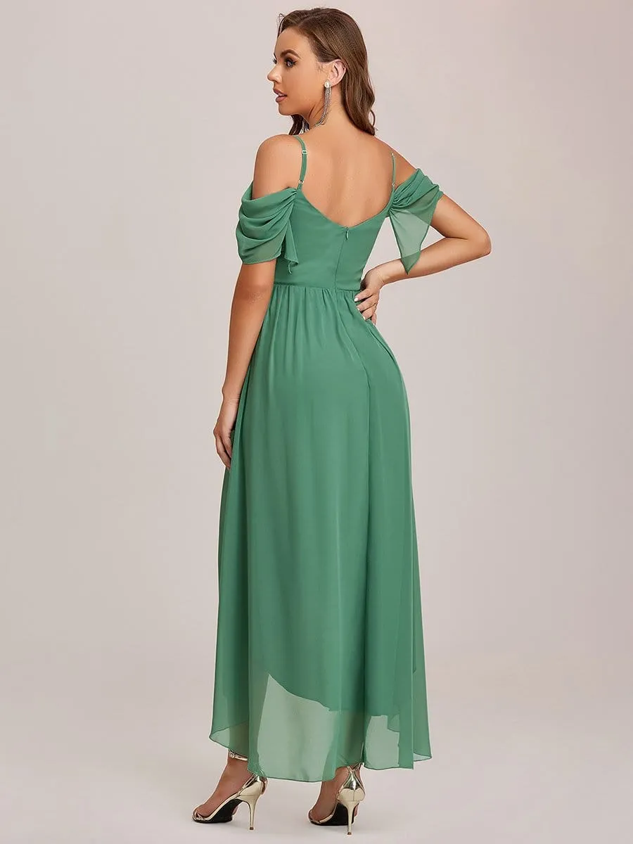 Cold Shoulder High Low Bridesmaid Dress