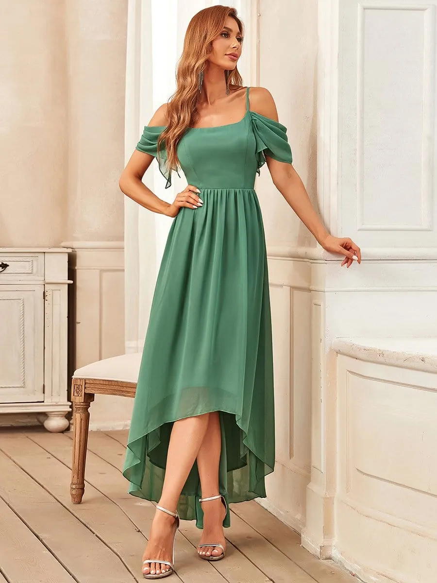 Cold Shoulder High Low Bridesmaid Dress