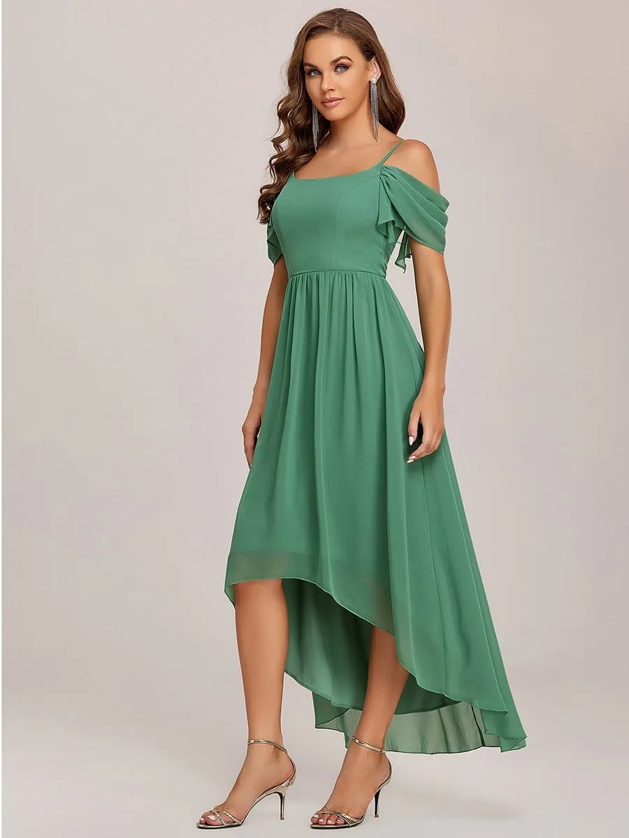 Cold Shoulder High Low Bridesmaid Dress