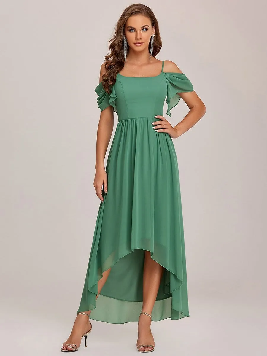 Cold Shoulder High Low Bridesmaid Dress