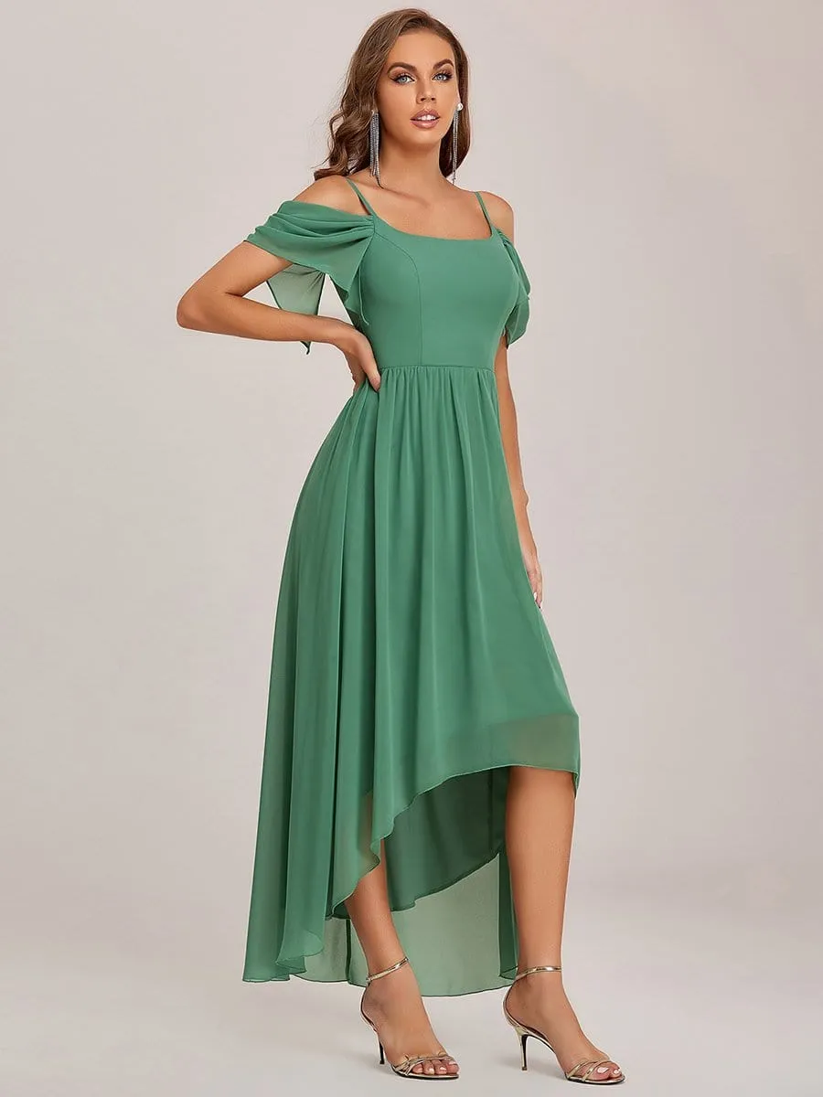 Cold Shoulder High Low Bridesmaid Dress