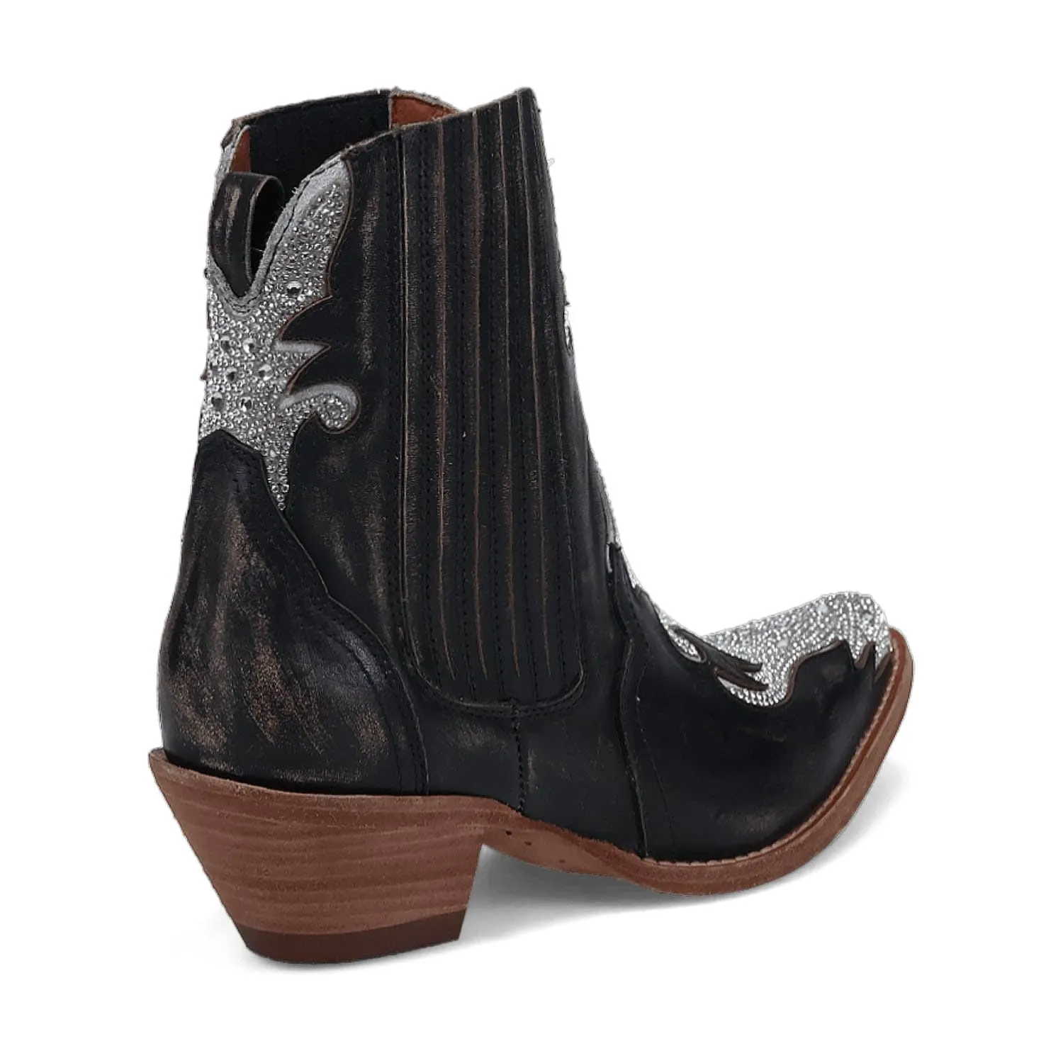 Dan Post Womens Crystalie Black Leather Ankle Boots