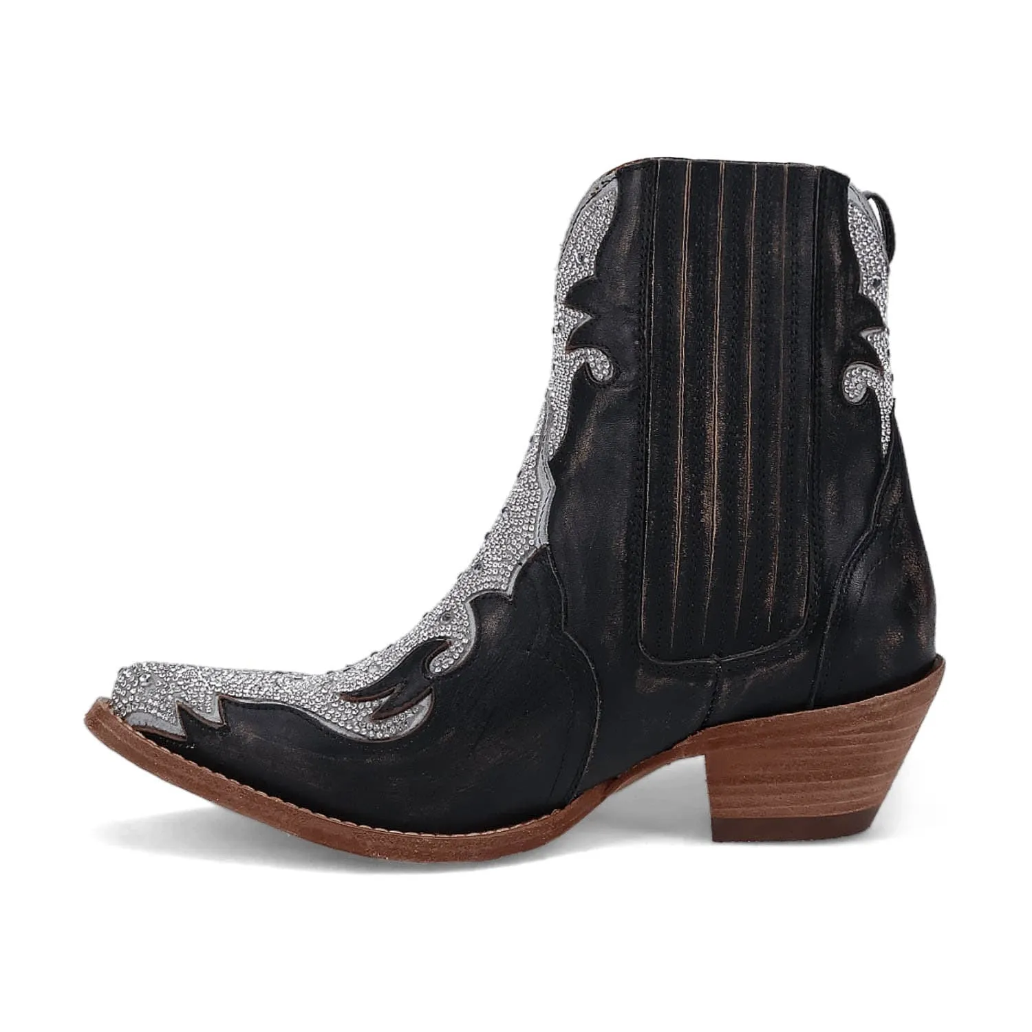 Dan Post Womens Crystalie Black Leather Ankle Boots