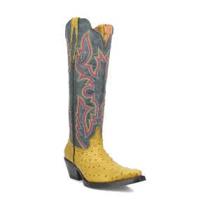 Dingo Womens Selene Yellow/Blue Leather Cowboy Boots