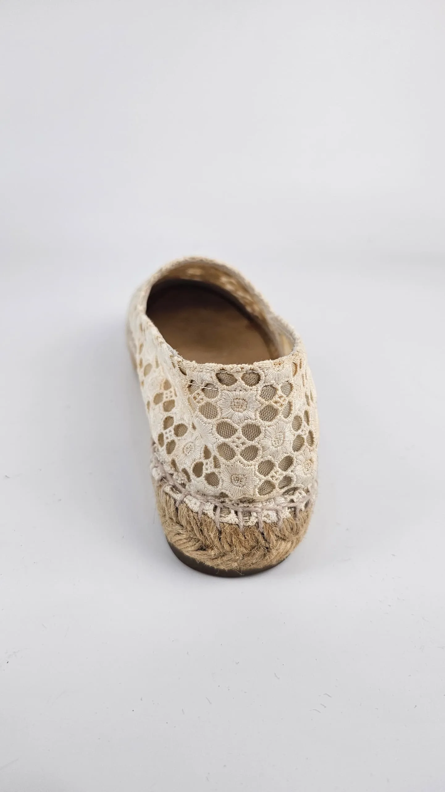 Embroidered Espadrilles in Off White and Off White Patent CC / Top Cap