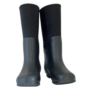 Extra Wide Calf Neoprene Rubber Rain Boots - Black - Up to 20 inch Calf - Wide in Foot and Ankle