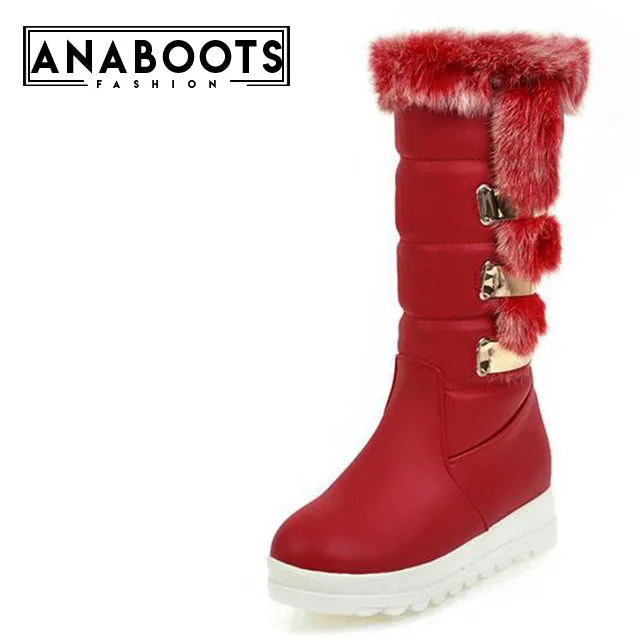 Fashion rabbit fur winter snow boots keep warm