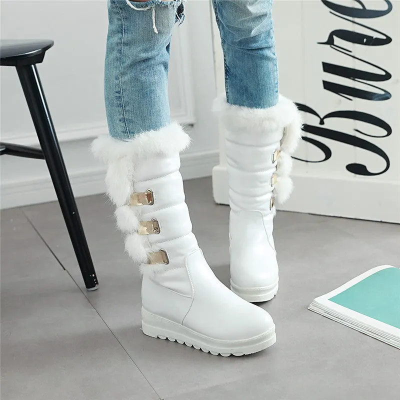 Fashion rabbit fur winter snow boots keep warm