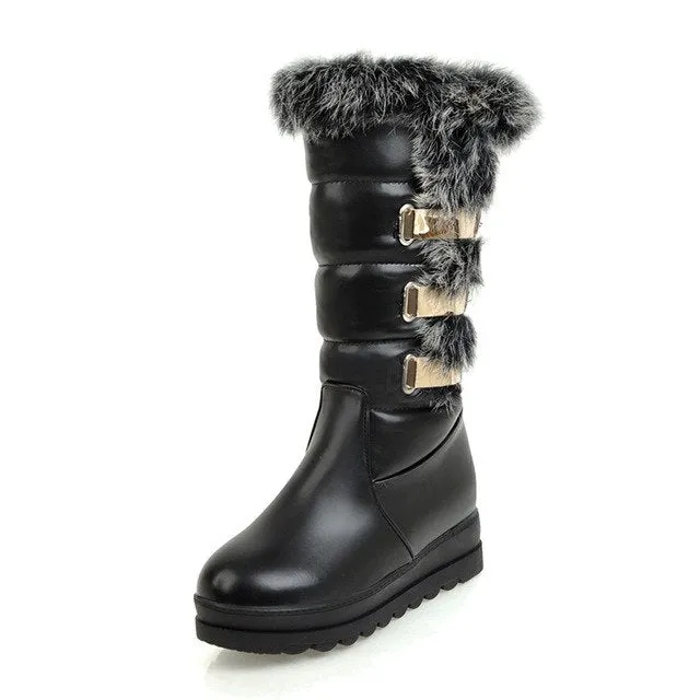 Fashion rabbit fur winter snow boots keep warm