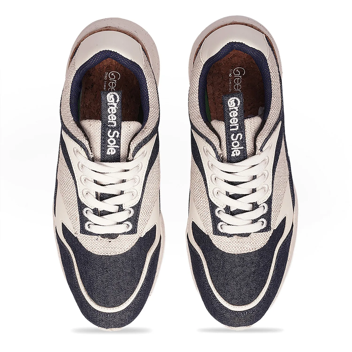 GREENSOLE NAVY BLUE    WHITE WOMENS SNEAKERLACE UP