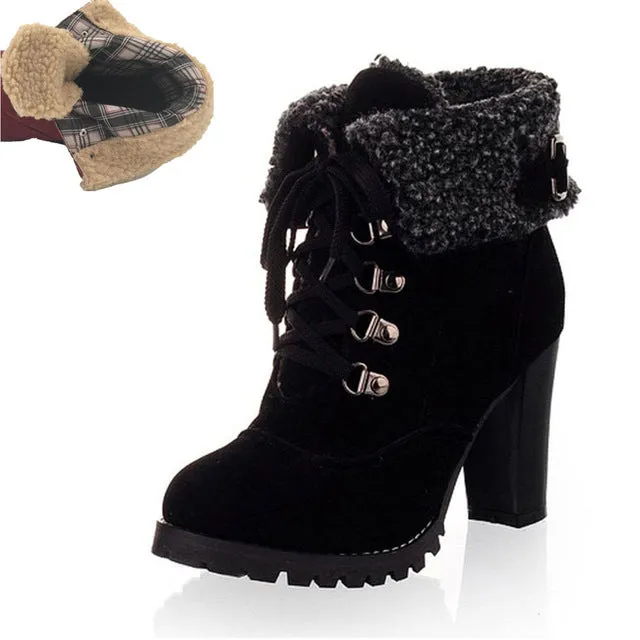 High Heels Ankle Warm fur snow Boots