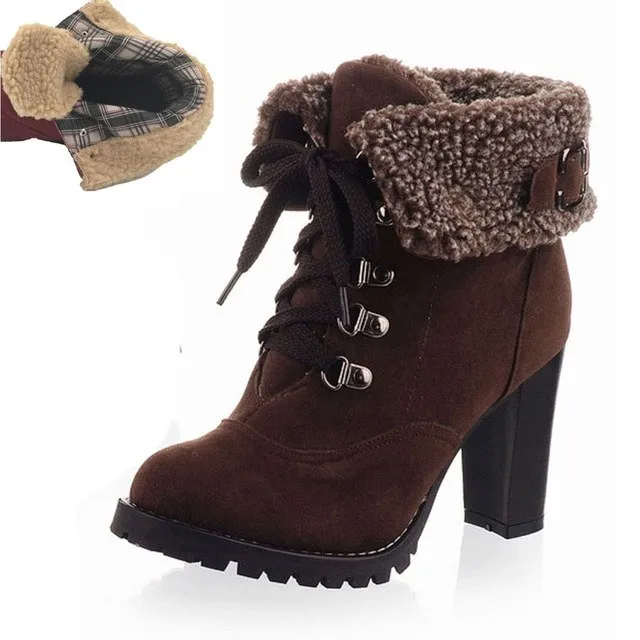 High Heels Ankle Warm fur snow Boots