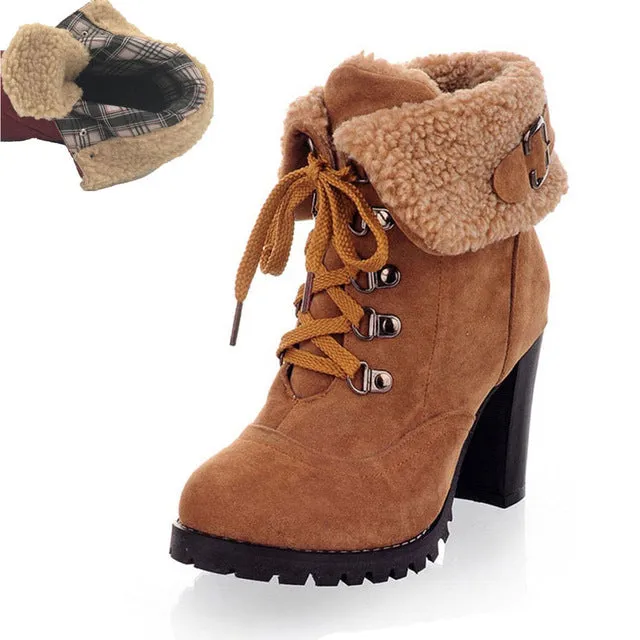 High Heels Ankle Warm fur snow Boots