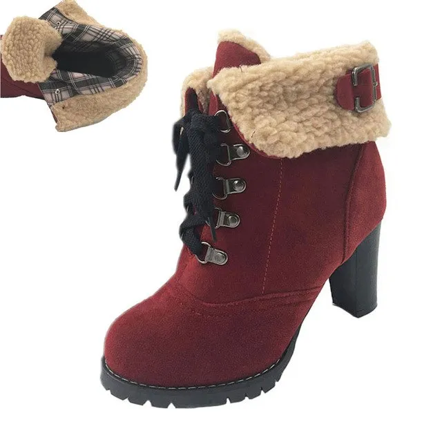 High Heels Ankle Warm fur snow Boots