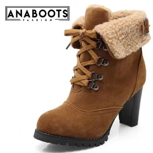 High Heels Ankle Warm fur snow Boots