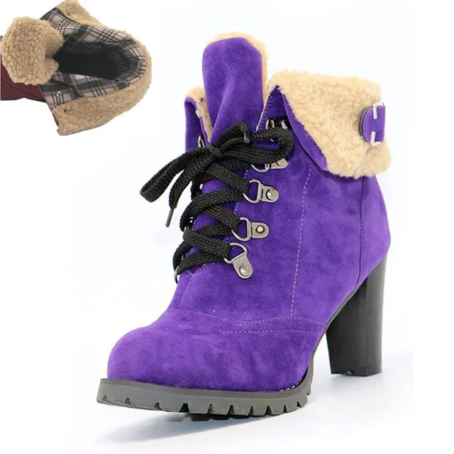 High Heels Ankle Warm fur snow Boots