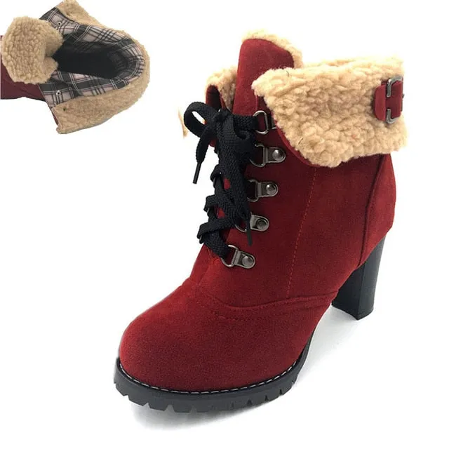 High Heels Ankle Warm fur snow Boots