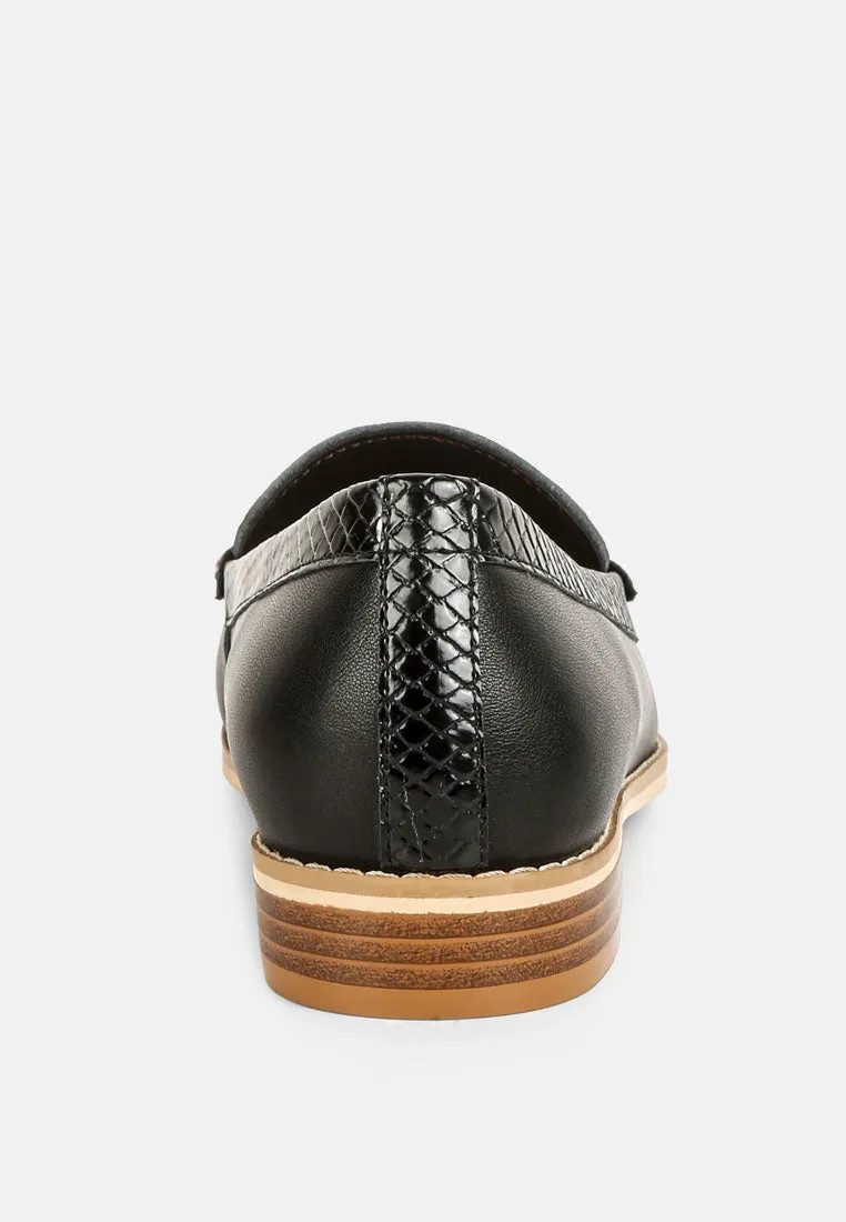 HOLDA Horsebit Embellished Loafers With Stitch Detail in Black