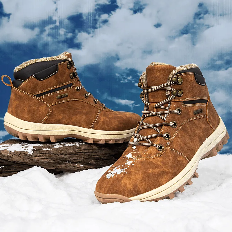 kkboxly kkboxly Men Outdoor Waterproof Warm Lined Slip Resistant Hiking Boots