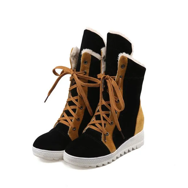 lace up Add Warm Fur winter snow Boots