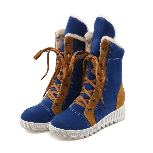 lace up Add Warm Fur winter snow Boots