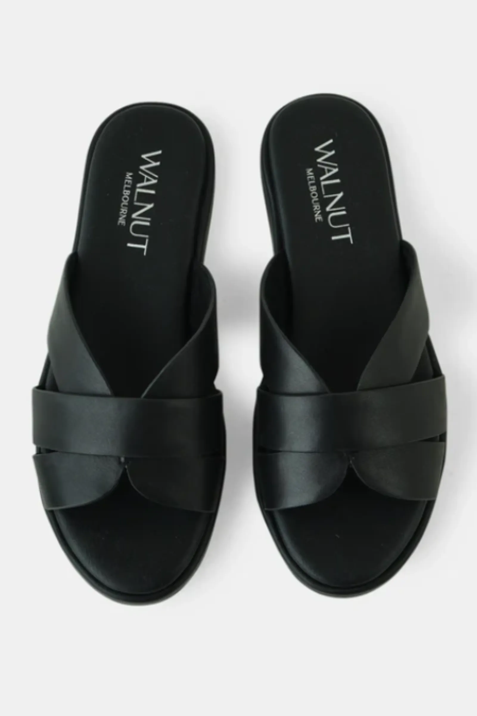 Lola Leather Slides - Black