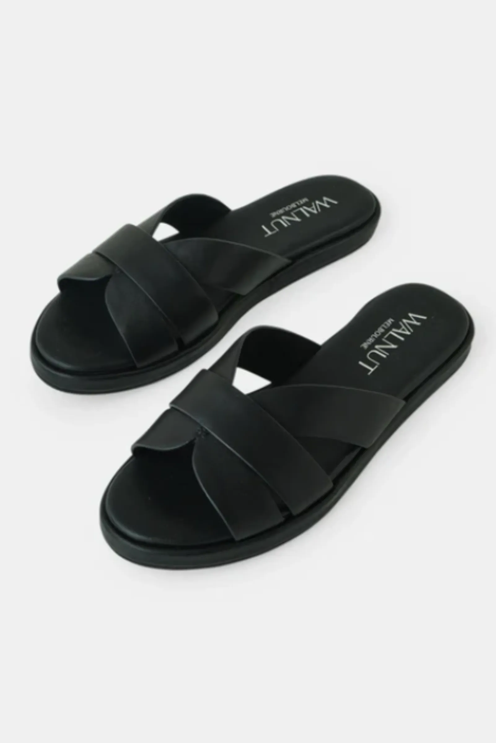 Lola Leather Slides - Black