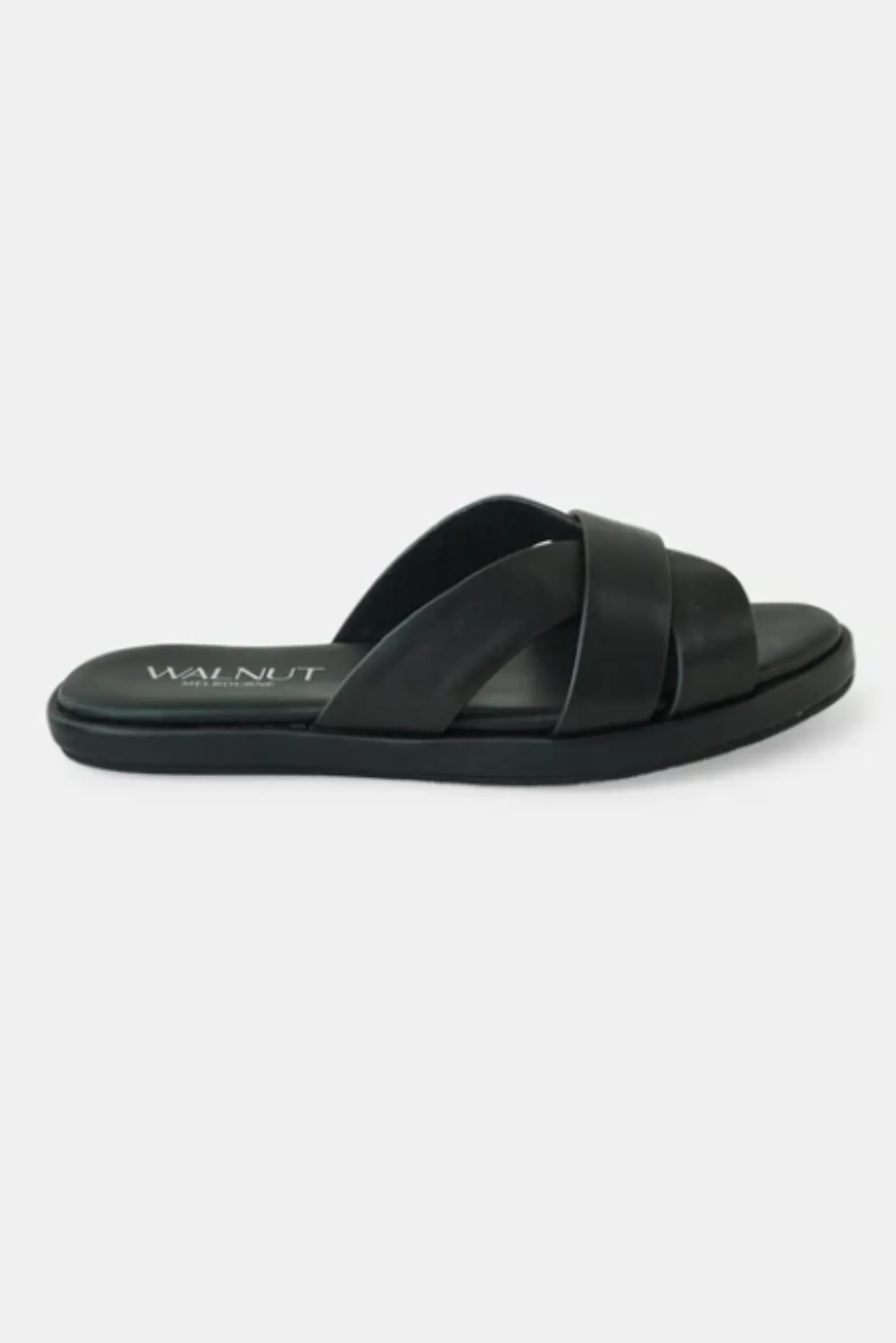 Lola Leather Slides - Black