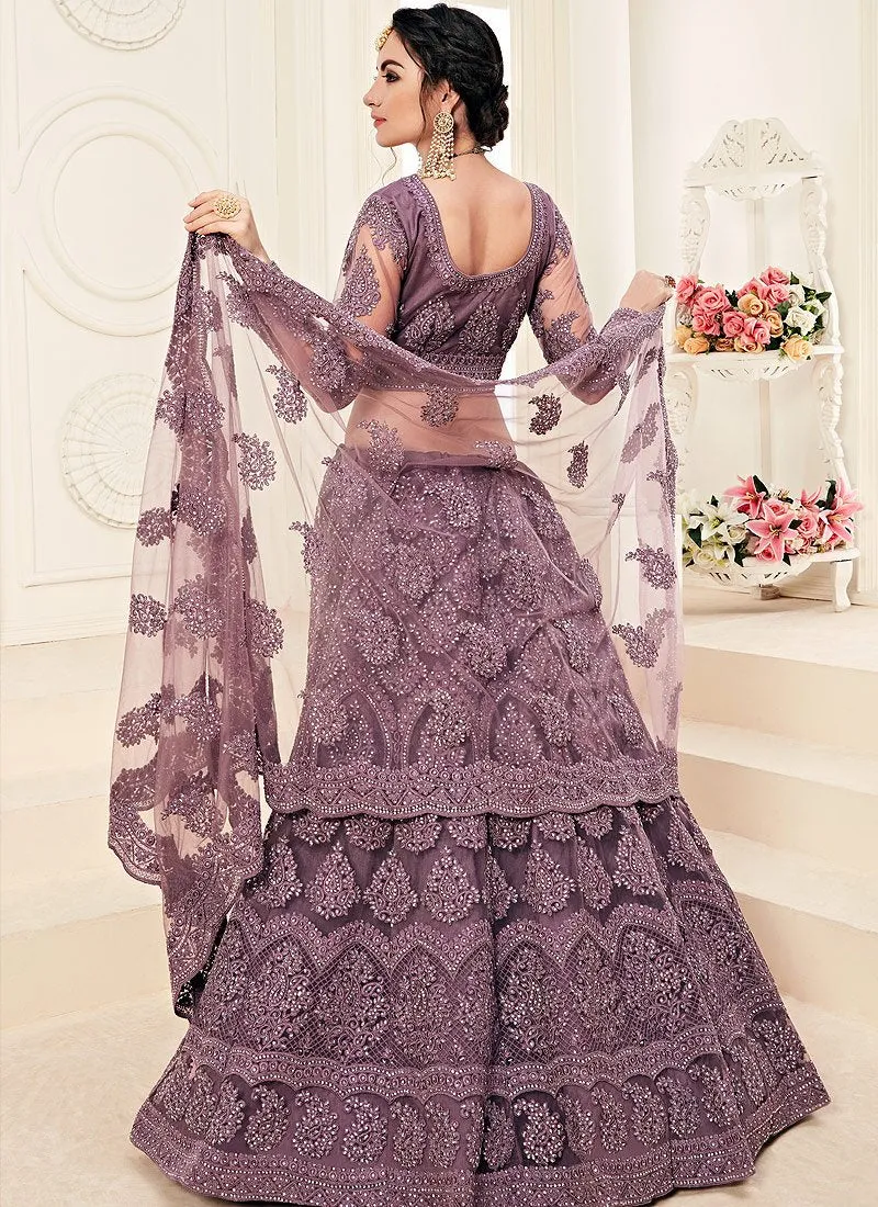 Mauve Purple A Line Trendy Wedding Lehenga Choli