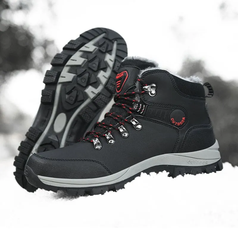 Men Waterproof Lace-Up Front Thermal Lined Hiking Boots