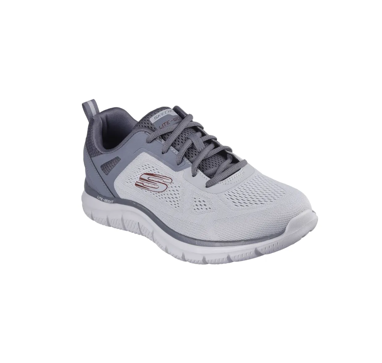 Mens Skechers Track Broader Grey/ Charcoal Lace Up Athletic Shoes