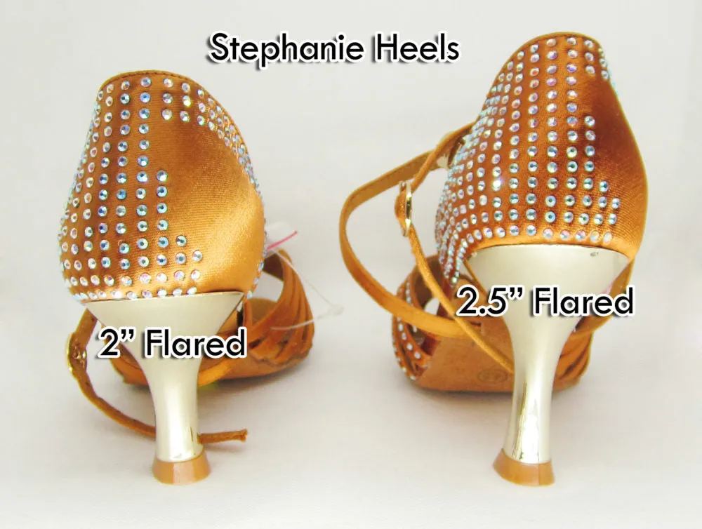 Stephanie Dance Shoes, 2083-42, Silver Leather-Glitter, 2” & 2.5” Flared Heel