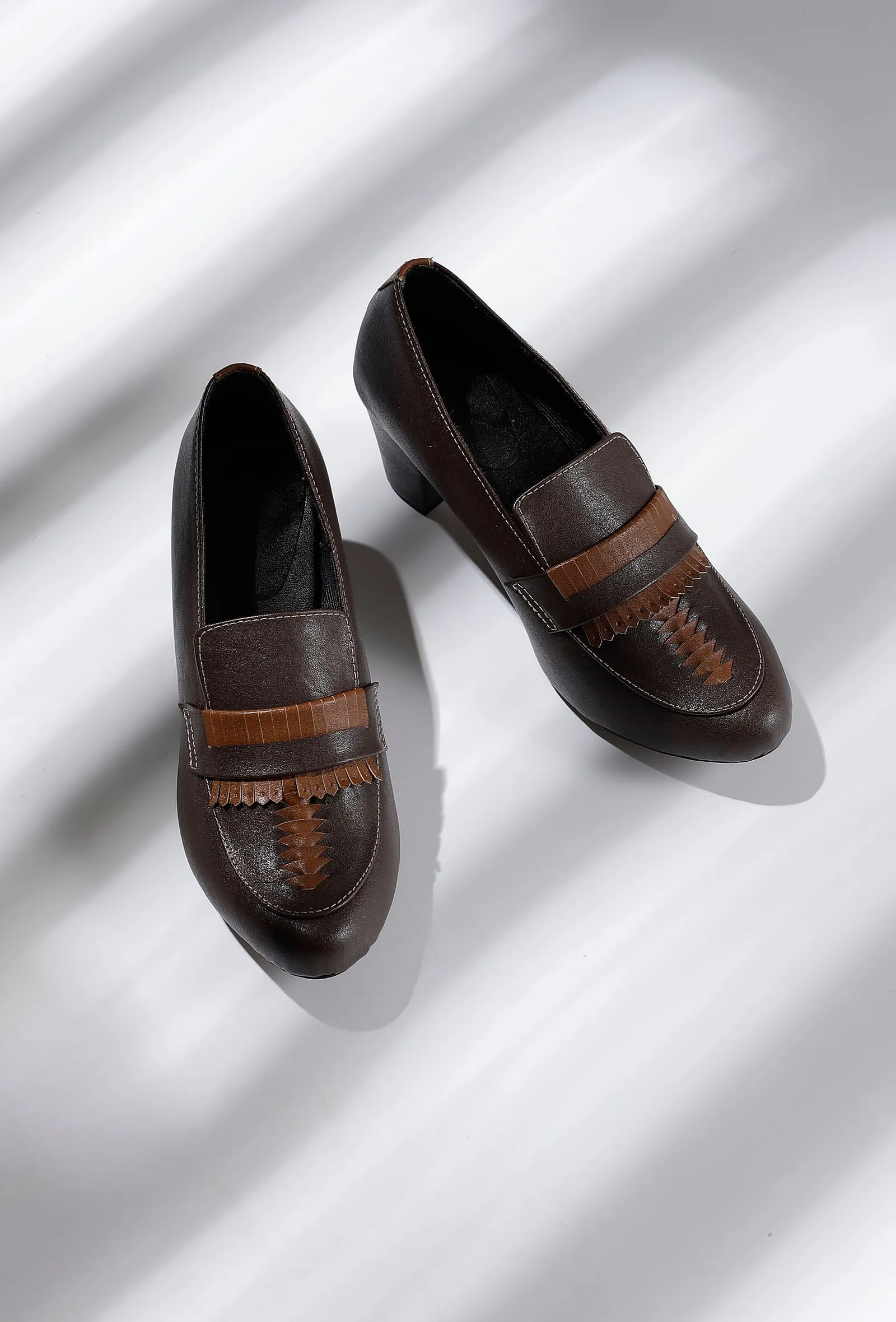 Umber Brown Cruelty-Free Leather Loafer Heels