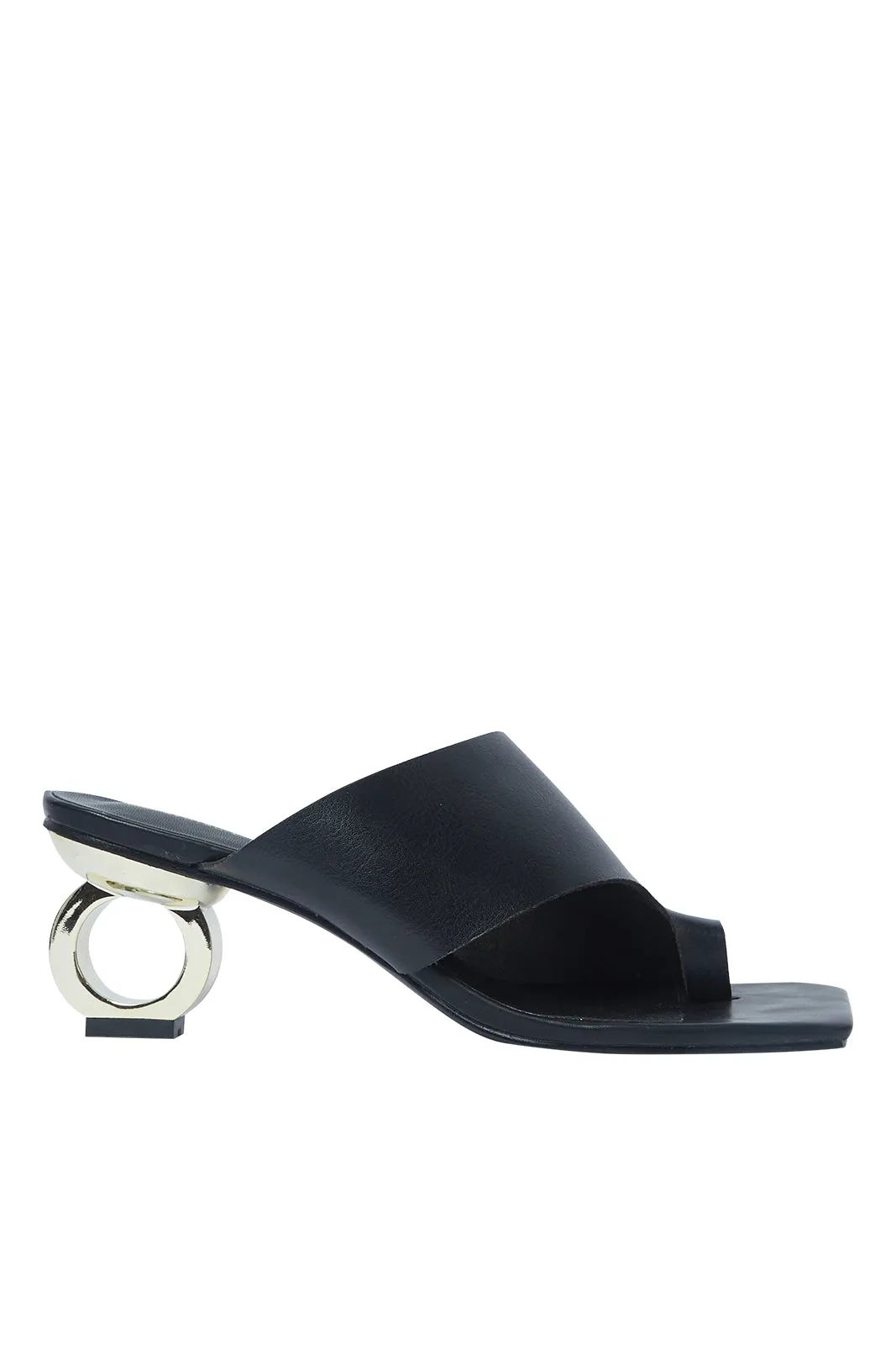 Women Black Toe Post Mule