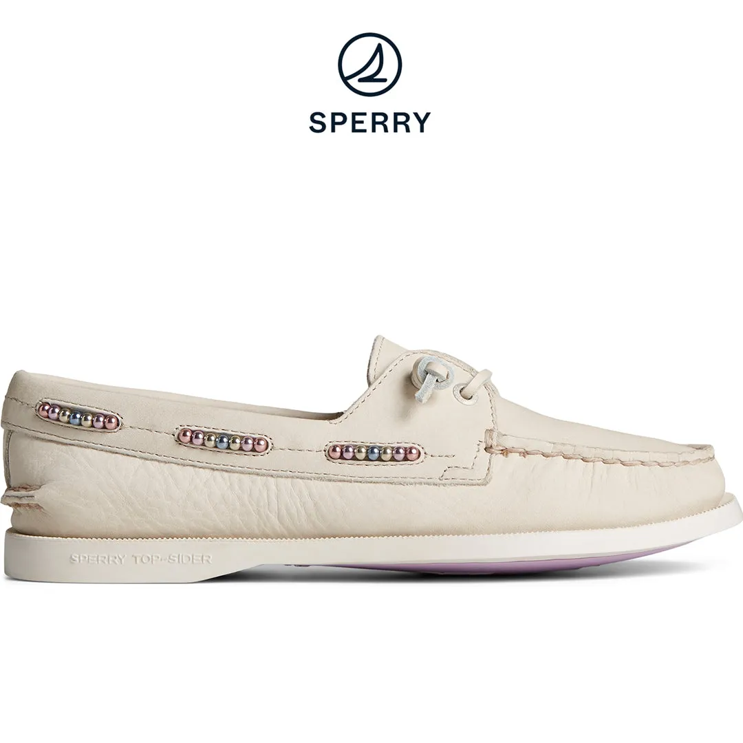 Women's Authentic Original™ 2-Eye Leather Boat Shoe Off White (STS88370)